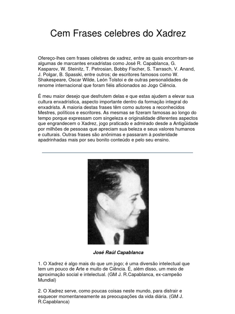 Cem Frases Celebres Do Xadrez, PDF, Xadrez